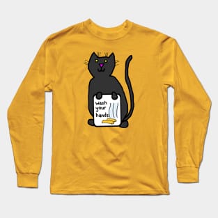 Cute Cat Says Wash Your Hands Long Sleeve T-Shirt